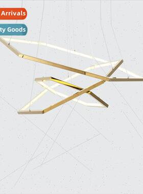 Creative  stainless steel hexagonal gold led chandelier cafe