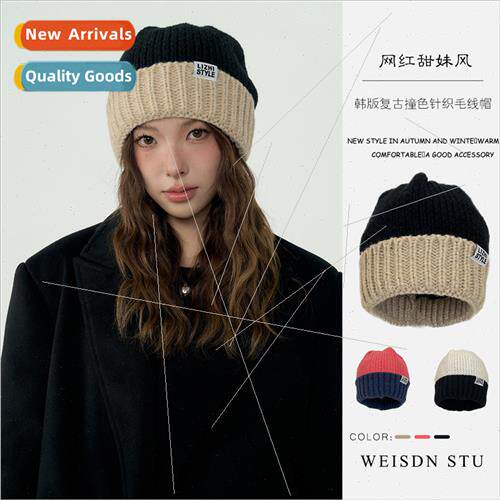 Autumn winter big head circumference stacked cap knted thick