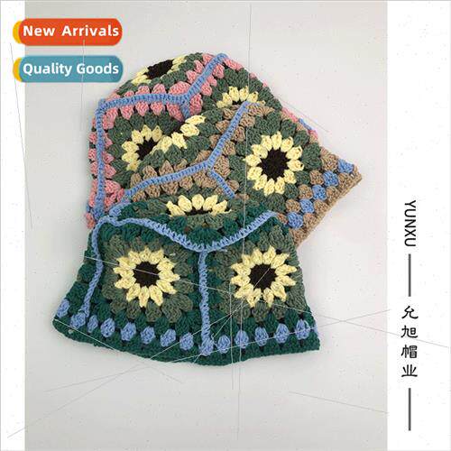 Japan niche handmade grandmother plaid flowers crochet hollo