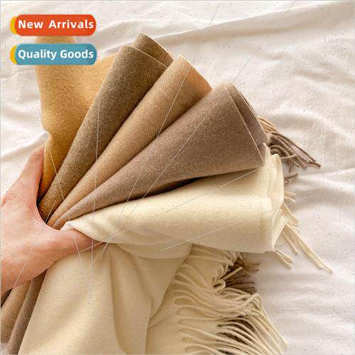 350g tassel solid color scarf female autumn winter thickened