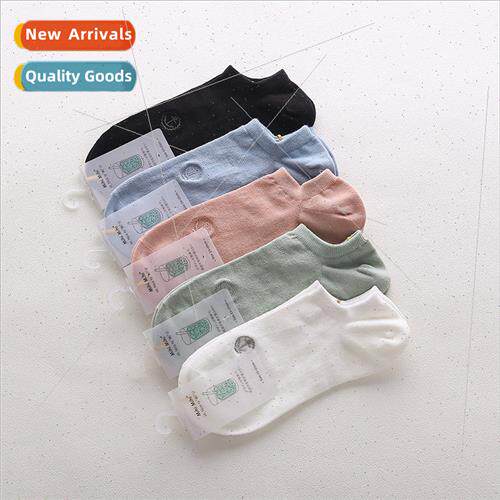 2021 spring summer new boat socks female cotton embroidery s
