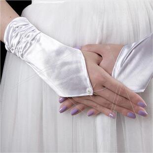 Hook Finger Dress Gloves Banq Evening Satin Short Wrinkle