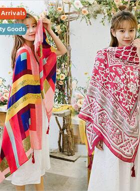 Twill cotton printing cotton linen ethnic scarf air condioni