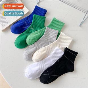 solid socks spring calf mid color ins summer and mens Socks