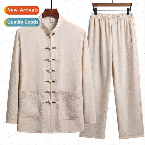 Tang su men long-sleeved cotton linen su middle-aged elderly