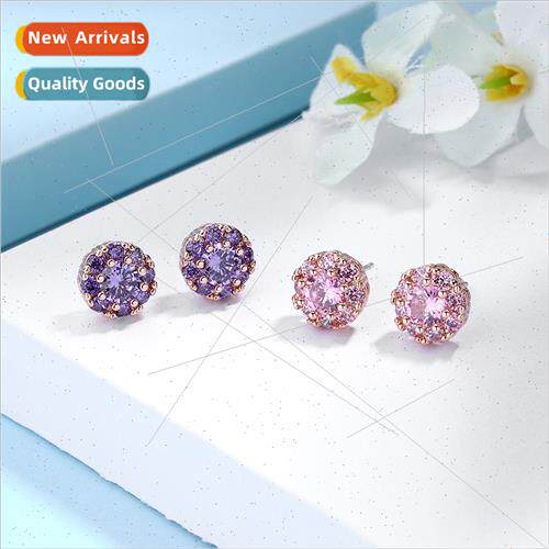 Europe snowflake silver pin earrings female zirconia earring