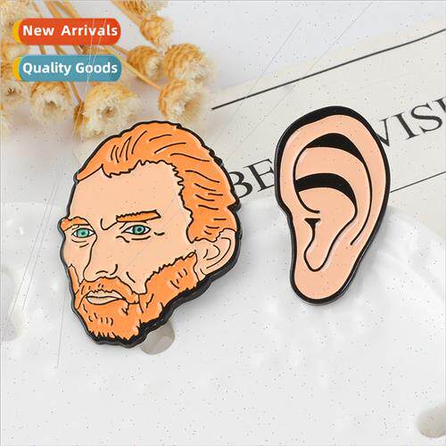 Pins Metal Brooch Jewellery Creative Van Gogh Head Ear Oil D