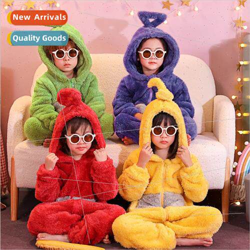 Antenna baby pajamas coral velvet boys girls anti-kick thick