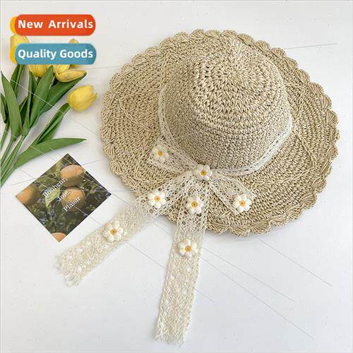 Japan small fresh bow fluttering straw hat female summer sea
