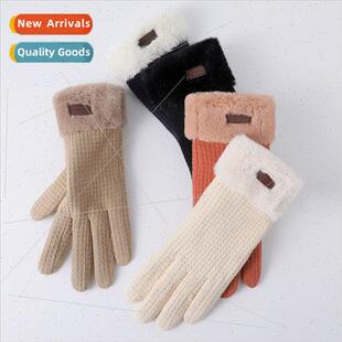 D277 winter waffle Warm thickened female padded windp gloves