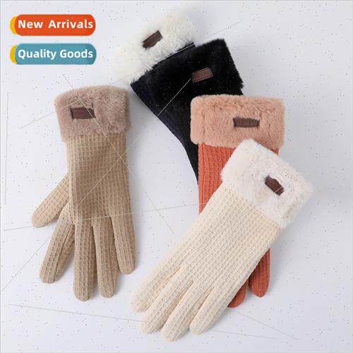 Warm gloves female D277 winter waffle padded thickened windp