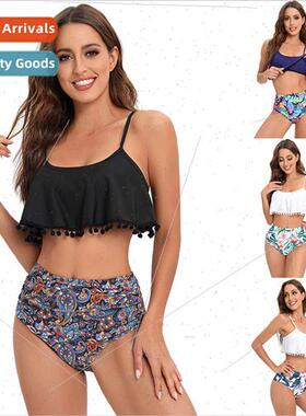 2022 New High Waist Sexy Ruffle Swimsu Women Europe Bikini i
