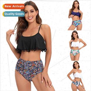 Swimsu High Bikini Europe Women Ruffle Sexy Waist New 2022