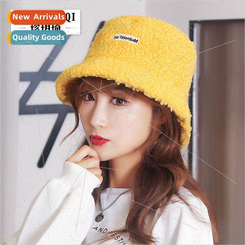 Hat female ins lambswool letters embroidered fisherman hat a