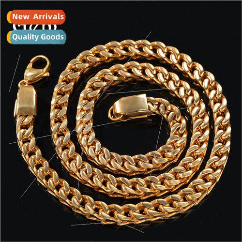 Europe New Gold Plated Stainless Steel Men Necklace Hip Hop