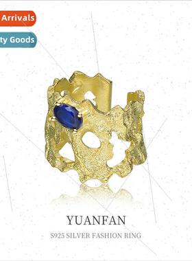 925 silver Folded Textured Ring Women Europe Cold che Open F