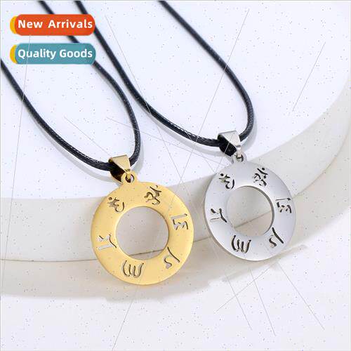 Stainless Steel Circle Geometric x Character Pendant Hundred