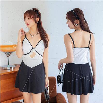 Hot springs swimsu female Korean one-piece skirt sexy thin s