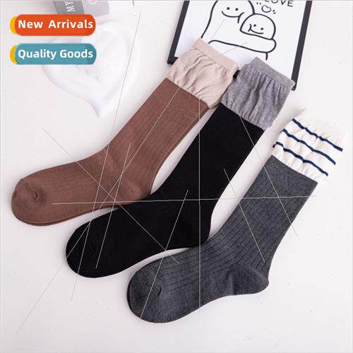 calf socks autumn and winter color collision simple striped