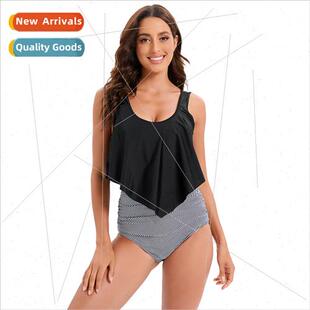 Swimsu High Waisted 2022Europe Leaf Bikini Ruffle Printe New