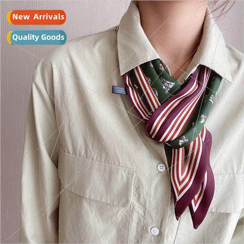 2021 spring new small silk scarf women fluttering simulation