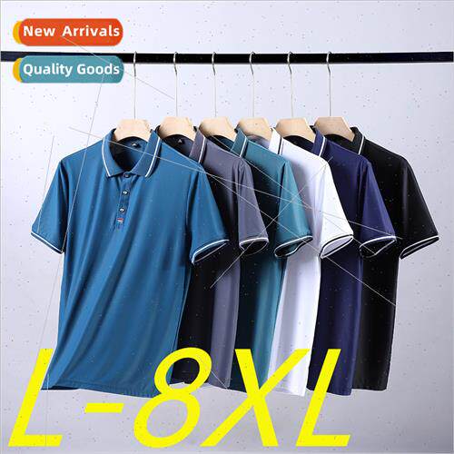 men ice silk short-sleeved polo shirt summer new ice silk T-