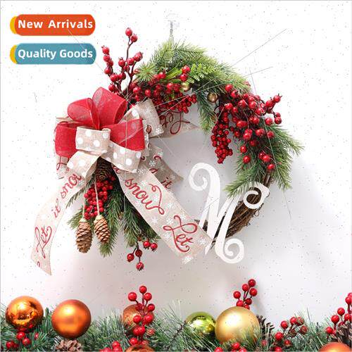 75cm Christmas wreath wh flocking snow powder wh LED lights