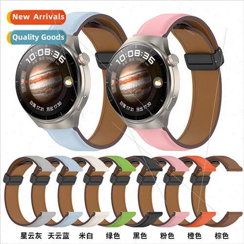 适用huawei watch4 pro folding buckle leather strap samsung w