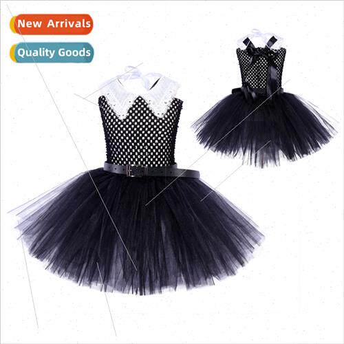 New Adams COS Costumes Halloween Black Mesh Dress Whe Lace C