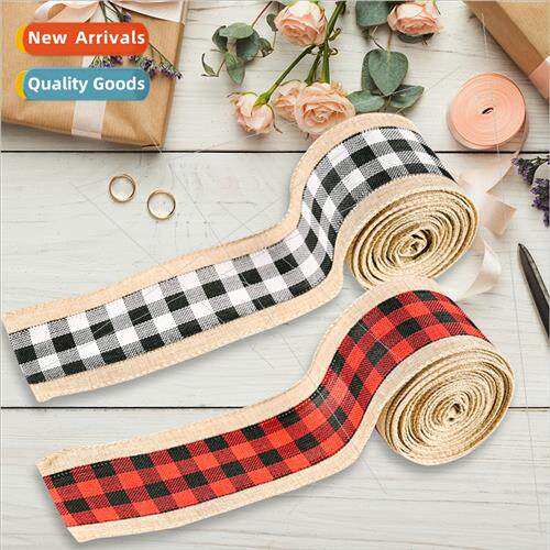 Ribbon Plaid Ribbon Faux Hemp Ribbon Wire Edge Woven Ribbon