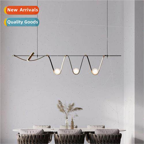 -modern minimalist dining room long chandelier glass ball ir
