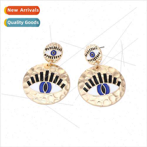 Ins retro alloy oil drop devil eye earrings personalized sim
