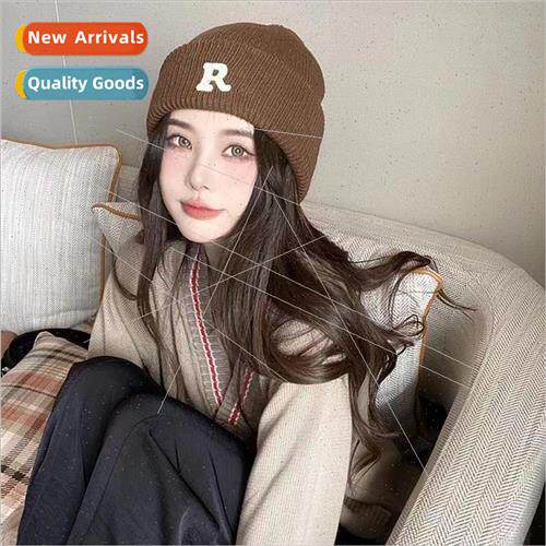 Embroidery label hat female autumn winter warm knted cap Kor