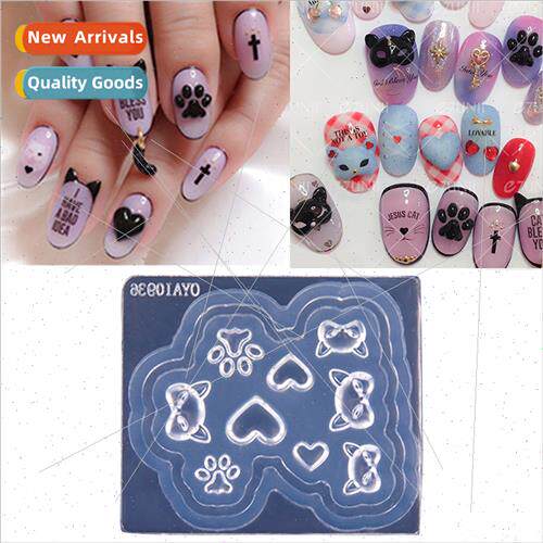 New nail carving mold mask mask love heart small feet mirror
