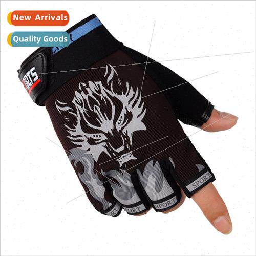 Wolf head riding half finger gloves outdoor sports fness sum