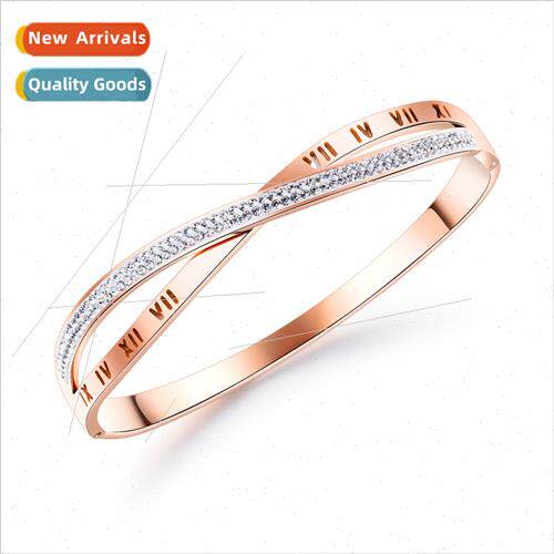 Roman Numerals Titanium Bracelet适用Women Rose Gold Plated C