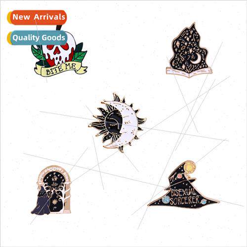 Halloween black flame magic book brooch magic hat wchcraft s