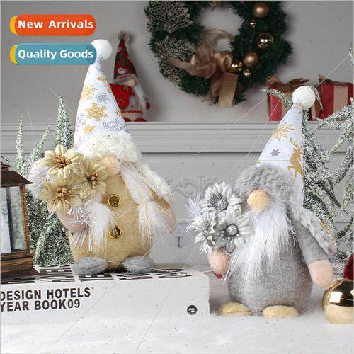 Hooded Faceless Gold lver Doll Creative Standing Gnome Santa