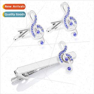 Tie Clip Notes Diamond Encrusted French Cufflinks Tie Clips