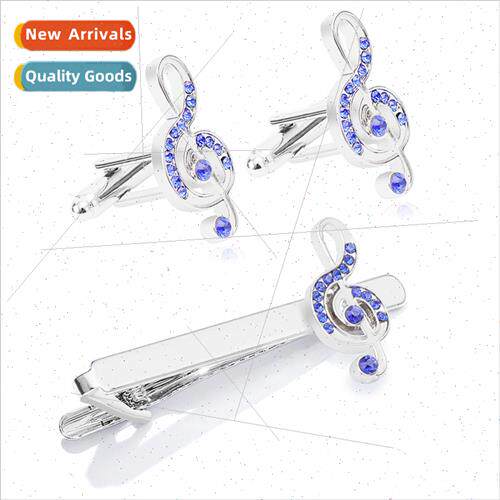 Tie Clip Notes Diamond Encrusted French Cufflinks Tie Clips