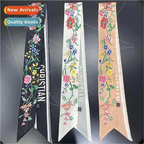 Korea romantic flowers long silk scarf women spring summer F