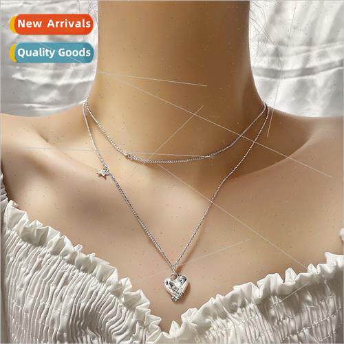 Double Layers Heart Necklace Stacking Fashion Spice Girl Hea