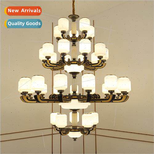 New Chinese- villa chandelier self-built house living room h