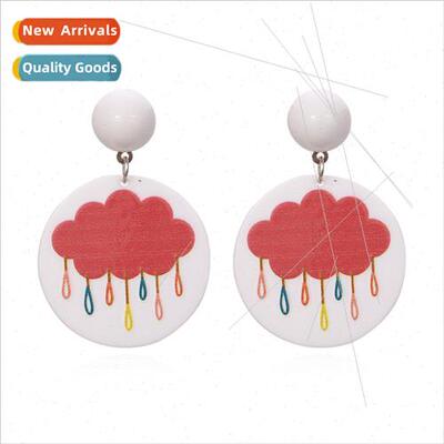 Korean simple versatile acrylic earrings retro design sense