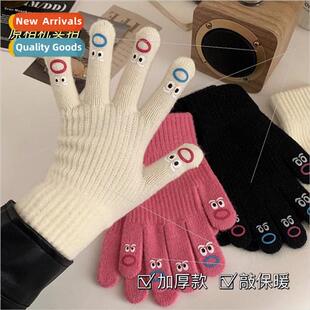 woolen gloves open warm finger winter knted fall Cute female