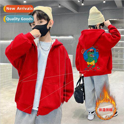 Autumn winter new children warm padded hooded zipper sweater