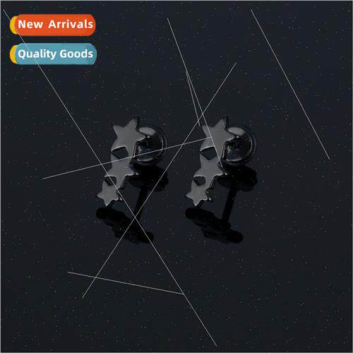 Korea tanium steel rows five-pointed star earrings nd screw