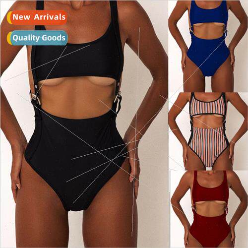 4 Color i Solid Color Studded One Piece Swimsu Sexy Bikini S