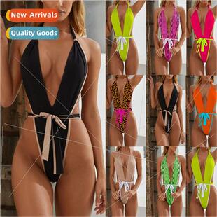 Piece Bikini Pull Swimsu Bandage One Womens Europe Color