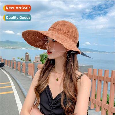 Summer foldable small fragrant wind straw hat beach hat fema